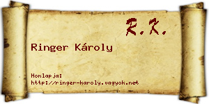 Ringer Károly névjegykártya